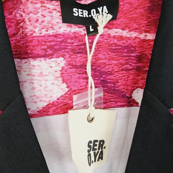 Ser.O.YA Malibu Shirt in Pink Sunset Button Down Short Sleeve Collar Top - Picture 10 of 10